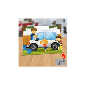 Asilmeydan 433190125 99 Parça Arabayı Temizleyen Aile Puzzle Yapboz Tablo