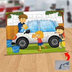 Asilmeydan 433190125 99 Parça Arabayı Temizleyen Aile Puzzle Yapboz Tablo