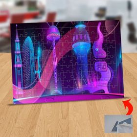 Asilmeydan 433227330 99 Parça Mor Işıklı Şehir Akşamı Puzzle Yapboz Tablo