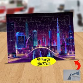 Asilmeydan 433227330 99 Parça Mor Işıklı Şehir Akşamı Puzzle Yapboz Tablo