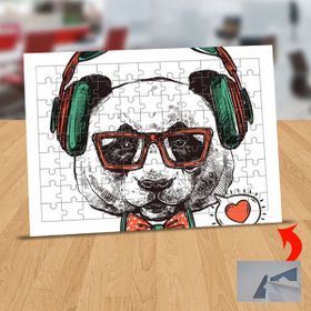 Asilmeydan 433242809 99 Parça Kulaklıklı Gözlüklü Panda Puzzle Yapboz Tablo