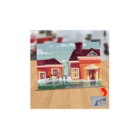 Asilmeydan 433244202 99 Parça Bisikletli Pembe Evler Puzzle Yapboz Tablo