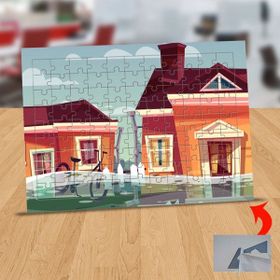 Asilmeydan 433244202 99 Parça Bisikletli Pembe Evler Puzzle Yapboz Tablo