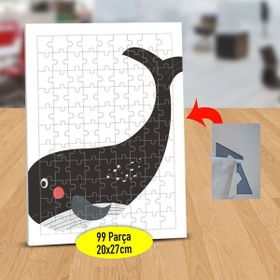 Asilmeydan 433245109 99 Parça Siyah Sevimli Balina Puzzle Yapboz Tablo