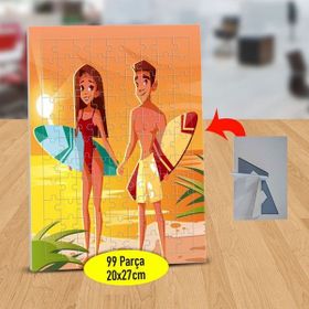 Asilmeydan 433475519 99 Parça Gün Batımında Sörfçüler Puzzle Yapboz Tablo