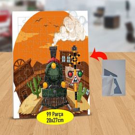 Asilmeydan 433480509 99 Parça Rayda Bacası Tüten Tren Puzzle Yapboz Tablo