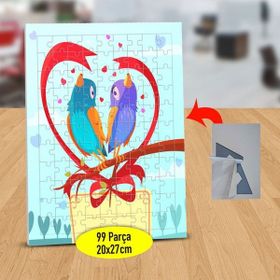 Asilmeydan 433500632 99 Parça Sevimli Çift Kuşlar Puzzle Yapboz Tablo