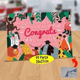 Asilmeydan 433530388 99 Parça Mezun Olan Hayvanlar Puzzle Yapboz Tablo