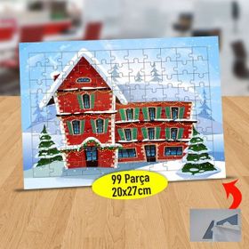 Asilmeydan 433578483 99 Parça Karlı Çatılı Ev Puzzle Yapboz Tablo