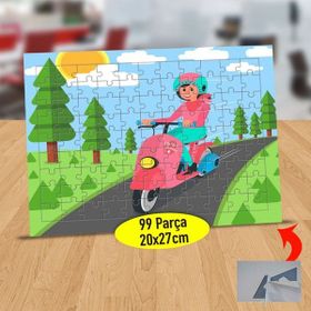Asilmeydan 433776855 99 Parça Motoruyla Gezen Kız Puzzle Yapboz Tablo