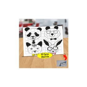 Asilmeydan 433813223 99 Parça Çizimsel Sevimli Hayvanlar Puzzle Yapboz Tablo