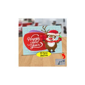 Asilmeydan 433818357 99 Parça Sevecen Yeni Yıl Geyiği Puzzle Yapboz Tablo