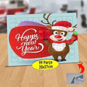 Asilmeydan 433818357 99 Parça Sevecen Yeni Yıl Geyiği Puzzle Yapboz Tablo