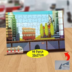Asilmeydan 433818996 99 Parça Şehirden Geçen Otobüsler Puzzle Yapboz Tablo