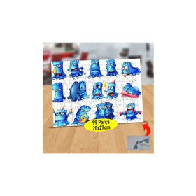 Asilmeydan 433862915 99 Parça Mutsuz Mavi Canavar Puzzle Yapboz Tablo