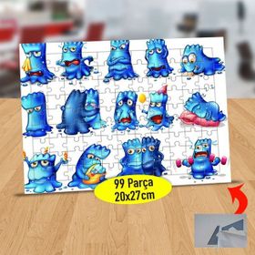 Asilmeydan 433862915 99 Parça Mutsuz Mavi Canavar Puzzle Yapboz Tablo