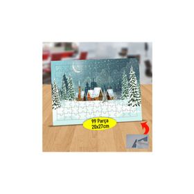 Asilmeydan 433889034 99 Parça Karlı Arazide Tahta Evler Puzzle Yapboz Tablo