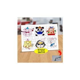 Asilmeydan 434078600 99 Parça Parti Şapkalı Hayvanlar Puzzle Yapboz Tablo