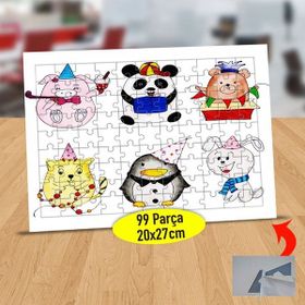 Asilmeydan 434078600 99 Parça Parti Şapkalı Hayvanlar Puzzle Yapboz Tablo