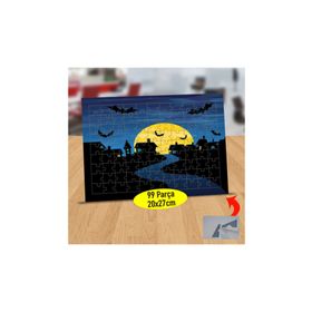Asilmeydan 434481796 99 Parça Dolunaylı Gecede Uçan Yarasalar Puzzle Yapboz Tablo