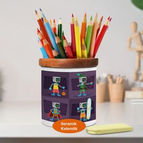 Asilmeydan 446674243 Eğlenceli Aktiviteli Robot Seramik Kalemlik