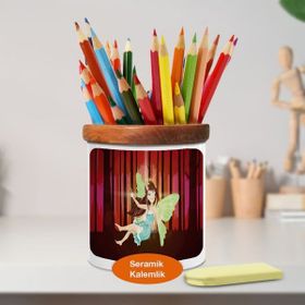 Asilmeydan 446963410 Sevimli Kanatlı Peri Ahşaplı Seramik Kalemlik