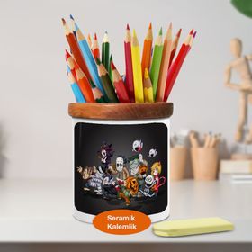 Asilmeydan 446967947 Hallowen Kostümleri İskelet Ahşaplı Seramik Kalemlik