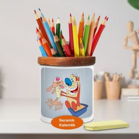 Asilmeydan 446973686 Neşeli Dost Hayvanlar Ahşaplı Seramik Kalemlik