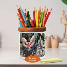 Asilmeydan 447561539 Bisiklette Ayıcık Arkadaşlar Ahşaplı Seramik Kalemlik