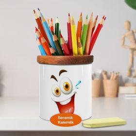 Asilmeydan 448330666 Sulugöz Neşeli Surat Ahşaplı Seramik Kalemlik