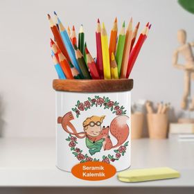 Asilmeydan 448645711 Tilki Ve Sevimli Küçük Prens Ahşap Seramik Kalemlik