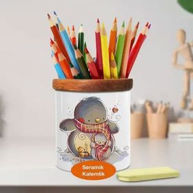 Asilmeydan 448646674 Kuş Kanatlarının Altında Ahşap Seramik Kalemlik