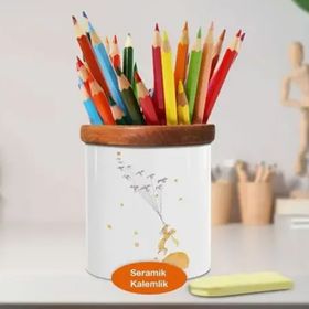 Asilmeydan 448653045 Kuşla Uçan Küçük Prens Ahşap Seramik Kalemlik