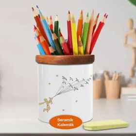Asilmeydan 448654118 Uçan Küçük Prens Ahşap Seramik Kalemlik