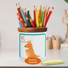 Asilmeydan 448925600 Kangaroo Kanguru Yazılı Ahşap Seramik Kalemlik