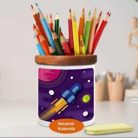 Asilmeydan 448950348 Uzay Boşluğunda Mekik Ahşap Seramik Kalemlik