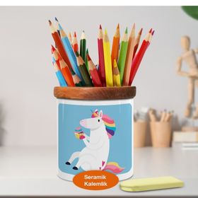 Asilmeydan 448955059 Rengarenk Unicorn Ahşap Seramik Kalemlik