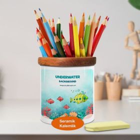 Asilmeydan 448982366 Denizaltı Canlıları Ahşap Seramik Kalemlik