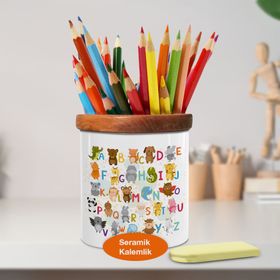 Asilmeydan 448984215 Harflerle Hayvanlar Ahşap Seramik Kalemlik
