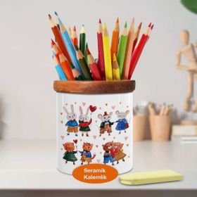 Asilmeydan 448985004 Sevgi Dolu Çiftler Ahşap Seramik Kalemlik