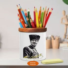 Asilmeydan 449357702 Asaletli Mustafa Kemal Paşa Ahşap Seramik Kalemlik