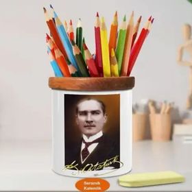 Asilmeydan 449418445 Asaletli Mustafa Kemal Paşa Ahşap Seramik Kalemlik