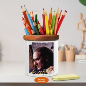 Asilmeydan 449424800 Sert Mustafa Kemal Atatürk Ahşap Seramik Kalemlik