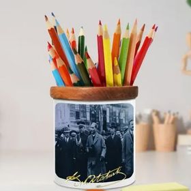 Asilmeydan 449458488 Kalpaklı Gazi Mustafa Kemal Atatürk Ahşap Seramik Kalemlik
