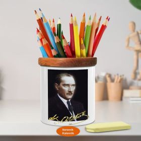 Asilmeydan 449458942 Silah Arkadaşları Mustafa Kemal Atatürk Ahşap Seramik Kalemlik