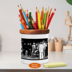 Asilmeydan 449666028 Savaş Topu Başında Kemal Atatürk Ahşap Seramik Kalemlik