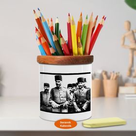 Asilmeydan 449698480 Kalpaklı Askerler Atatürk Ahşap Seramik Kalemlik
