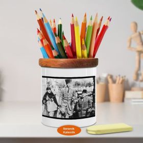 Asilmeydan 449723547 Latife Hanım Ve Gazi Mustafa Kemal Ahşap Seramik Kalemlik