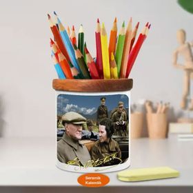 Asilmeydan 449778660 Sabiha Gökçen Ve Mustafa Kemal Atatürk Ahşap Seramik Kalemlik