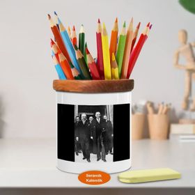 Asilmeydan 449789929 Dünya Lideri Mustafa Kemal Atatürk Ahşap Seramik Kalemlik